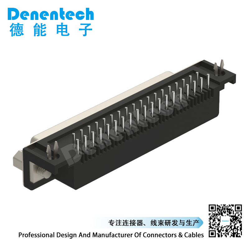 Denentech high quality HDR 37P H8.08 female right angle DIP d-sub 37pin connectors waterproof rectangular d-sub connectors